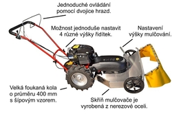 Stavebnicový mulčovač DAKR TEKTON InStart- s elektrostartérem